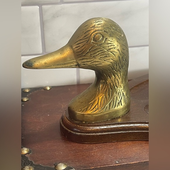 Vintage Wood Valet Tray with Brass Duck Head. - Picture 5 of 11